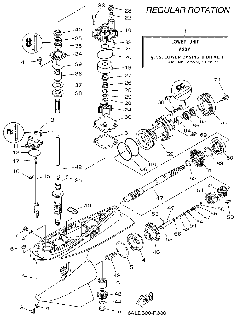 Yamaha F200CET, F225BET, FL200CET, FL225BET LOWER CASING & DRIVE 1 parts diagram